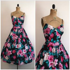Vintage 1980s Lanz Floral Garden Party Dress Sz Medium